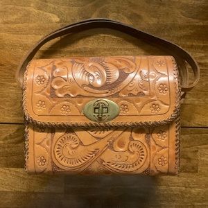 Vintage hand tooled leather purse